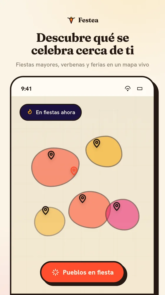 Mapa con pueblos en fiesta